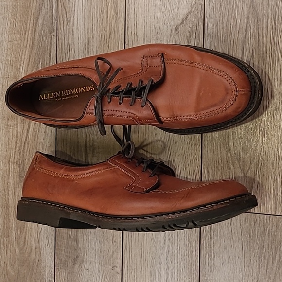 ALLEN EDMONDS Wilbert Tan Brown Leather Sz 14 D Mens Split‎ Toe Casual Shoes